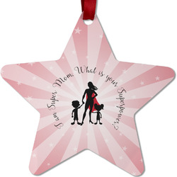 Super Mom Metal Star Ornament - Double Sided