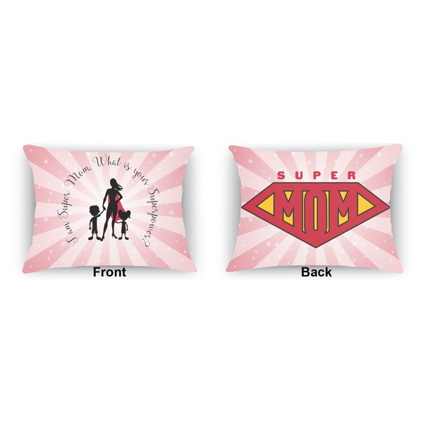 Super Mom  Outdoor Rectangular Throw Pillow (Front and Back)