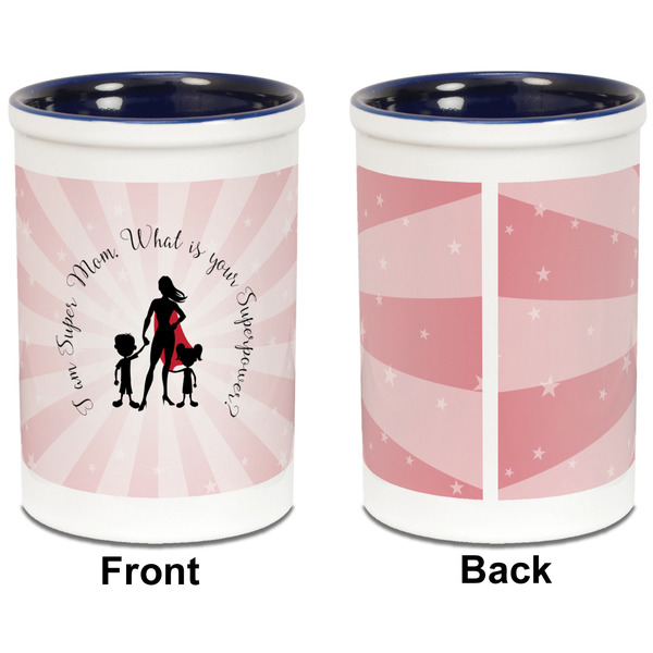 Super Mom Pencil Holder - Blue - approval