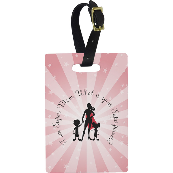 Custom Super Mom Plastic Luggage Tag - Rectangular