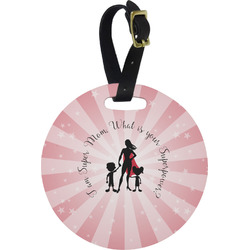Super Mom Plastic Luggage Tag - Round
