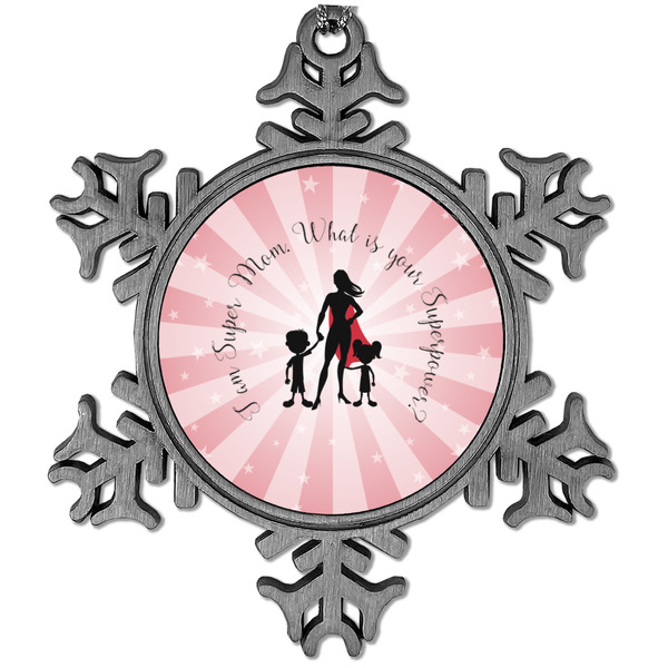 Custom Super Mom Vintage Snowflake Ornament