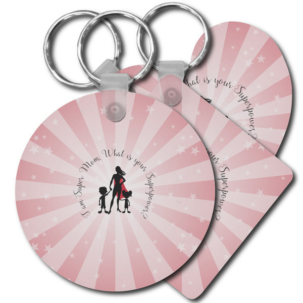 Custom Super Mom Plastic Keychain