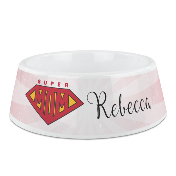Custom Super Mom Plastic Dog Bowl - Medium