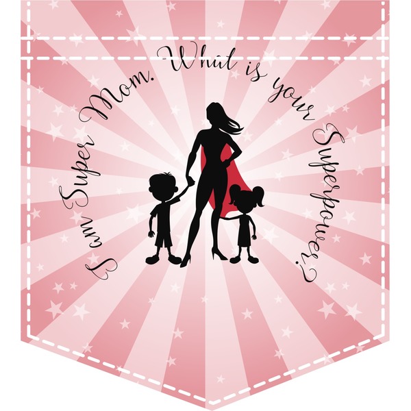 Custom Super Mom Iron On Faux Pocket