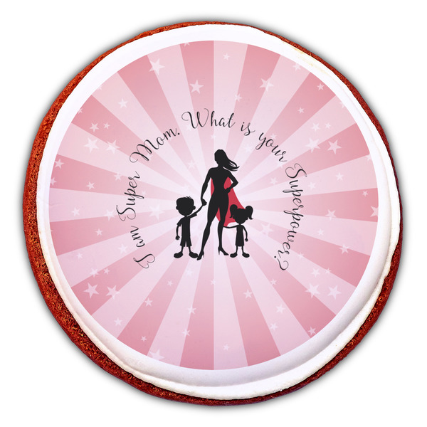 Super Mom Printed Icing Circle - Large - On Cookie