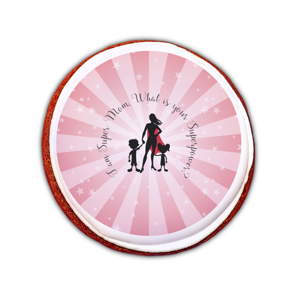 Super Mom Printed Icing Circle - Small - On Cookie