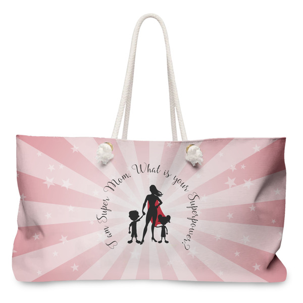 Custom Super Mom Large Tote Bag with Rope Handles
