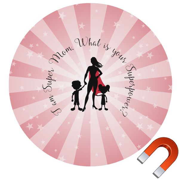 Custom Super Mom Round Car Magnet - 6"