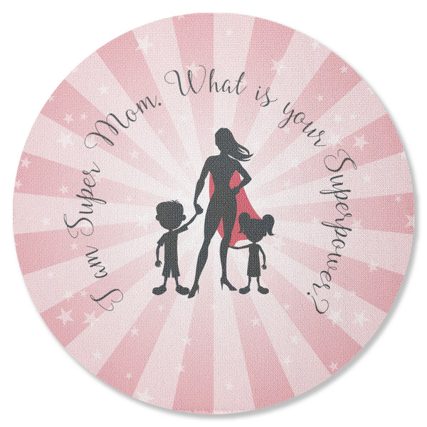 Custom Super Mom Round Rubber Backed Coaster