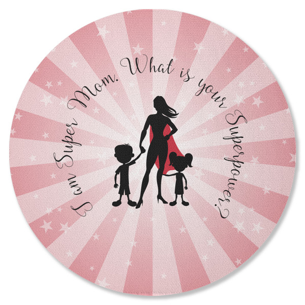 Super Mom Round Coaster Rubber Back - Single