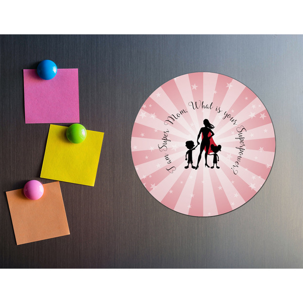 Super Mom Round Fridge Magnet - LIFESTYLE