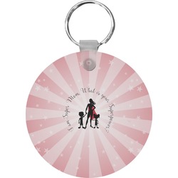 Super Mom Round Plastic Keychain