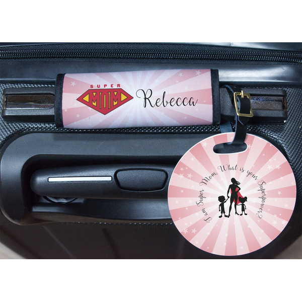 Super Mom Round Luggage Tag & Handle Wrap - In Context