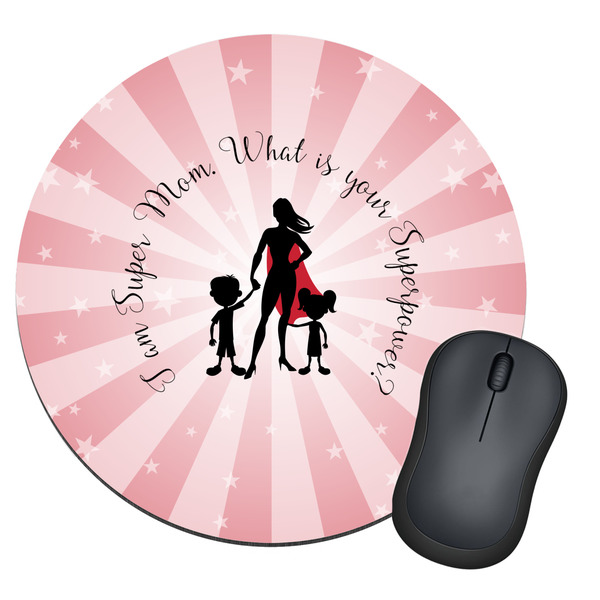 Custom Super Mom Round Mouse Pad