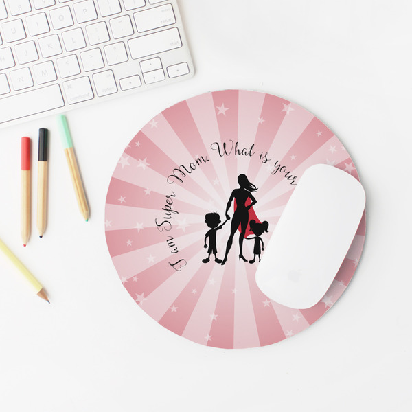 Super Mom Round Mousepad - LIFESTYLE 2