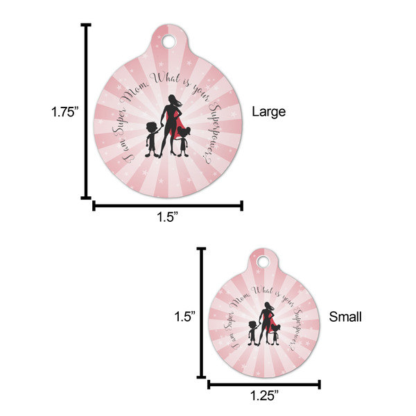 Super Mom Round Pet ID Tag - Large - Comparison Scale