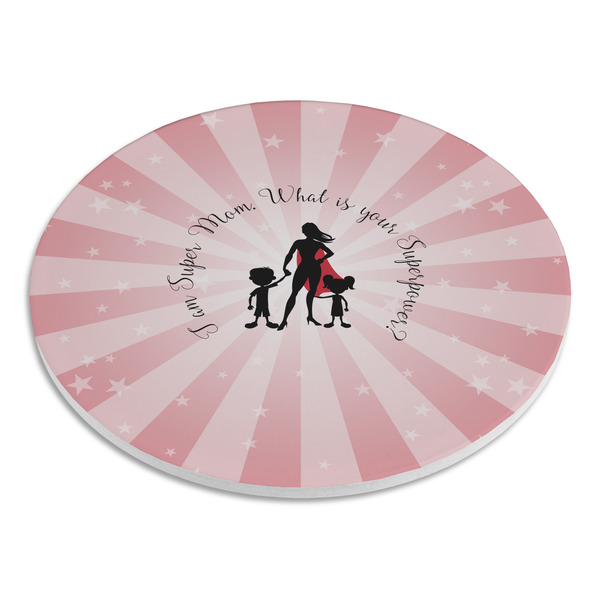 Super Mom Round Stone Trivet - Angle View