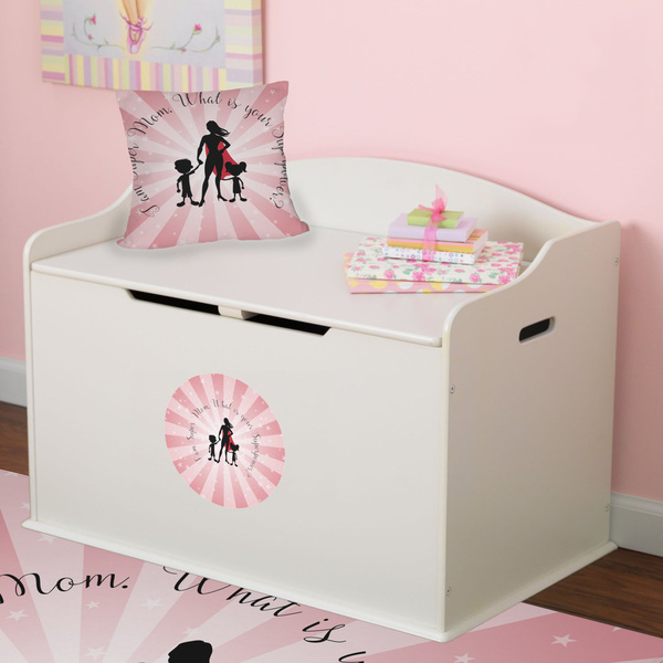Super Mom Round Wall Decal on Toy Chest