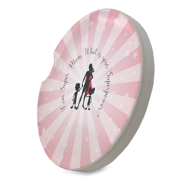 Super Mom Sandstone Car Coaster - STANDING ANGLE