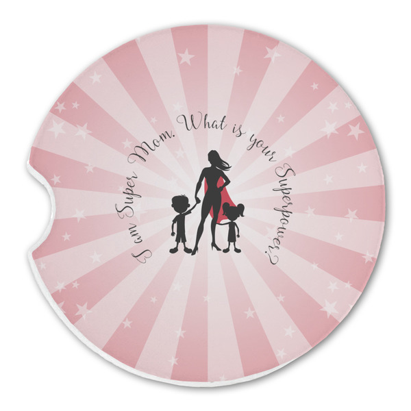 Custom Super Mom Sandstone Car Coaster - Single