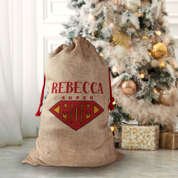Super Mom Santa Bag - Front (stuffed)