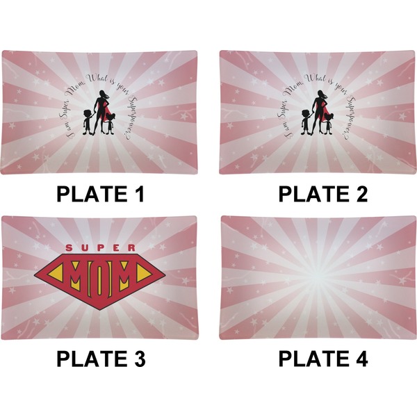 Super Mom Set of Rectangular Dinner Plates (Approval)
