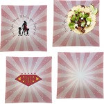 Super Mom Set of 4 Glass Square Lunch / Dinner Plate 9.5"