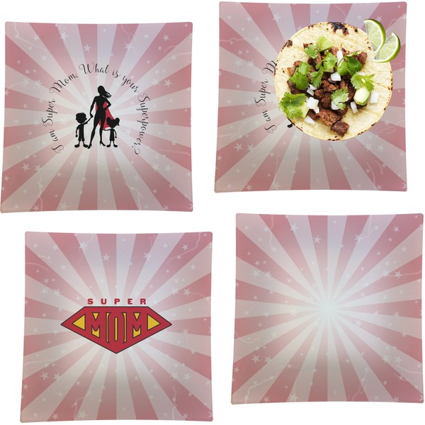 Super Mom Set of Square Dinner Plates