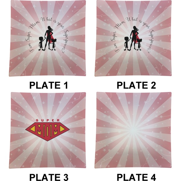 Super Mom Set of Square Dinner Plates (Approval)