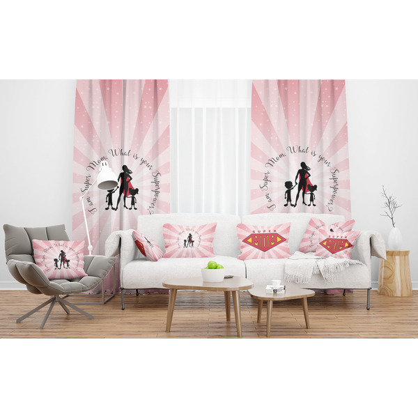 Super Mom Sheer and Custom Curtains in Room with Matching Pillows