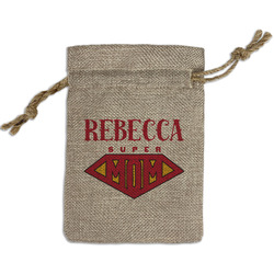 Super Mom Small Burlap Gift Bag - Front