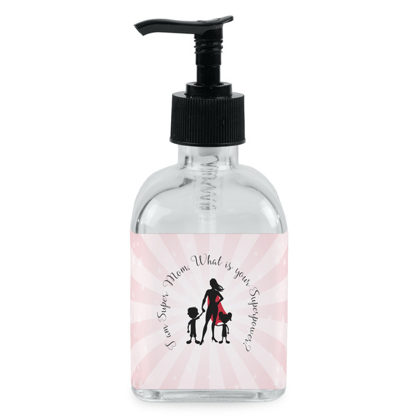 Custom Super Mom Glass Soap & Lotion Bottle - Single Bottle