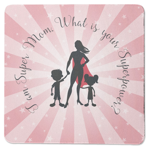 Custom Super Mom Square Rubber Backed Coaster