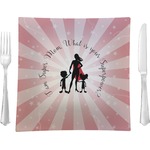Super Mom 9.5" Glass Square Lunch / Dinner Plate- Single or Set of 4