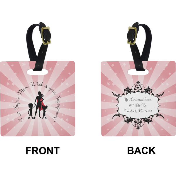 Super Mom Square Luggage Tag (Front + Back)