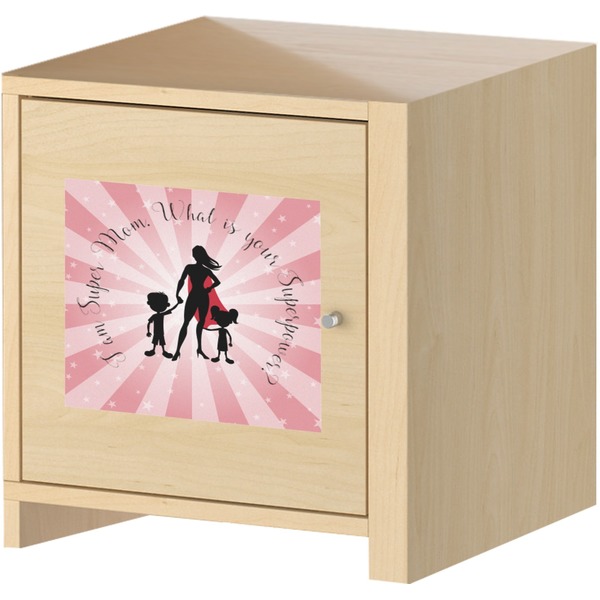 Super Mom Square Wall Decal on Wooden Cabinet