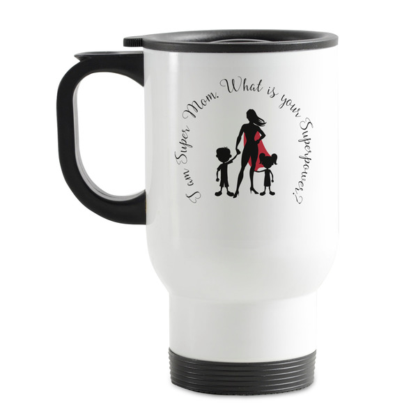 Custom Super Mom Stainless Steel Travel Mug with Handle