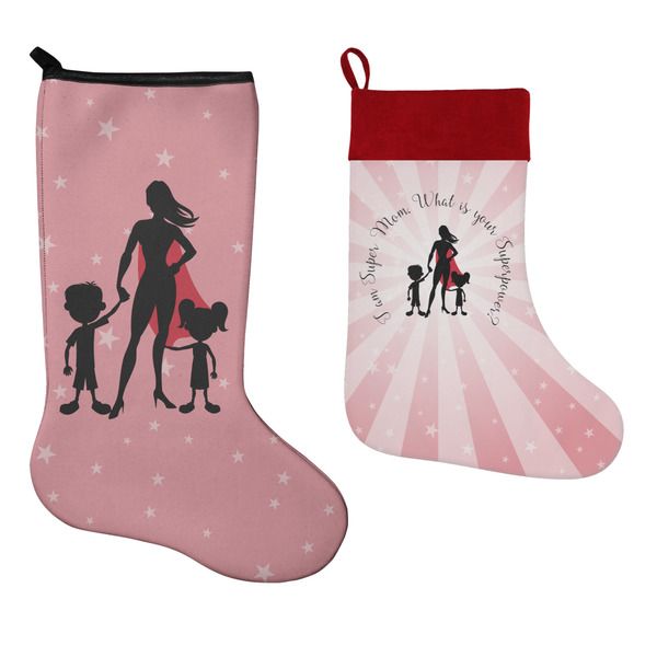 Super Mom Stockings - Side by Side compare