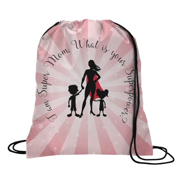 Custom Super Mom Drawstring Backpack - Medium