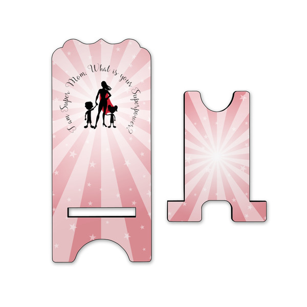 Super Mom Stylized Phone Stand - Front & Back - Small