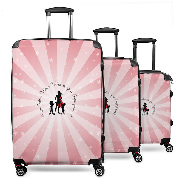 Custom Super Mom 3 Piece Luggage Set - 20" Carry On, 24" Medium Checked, 28" Large Checked