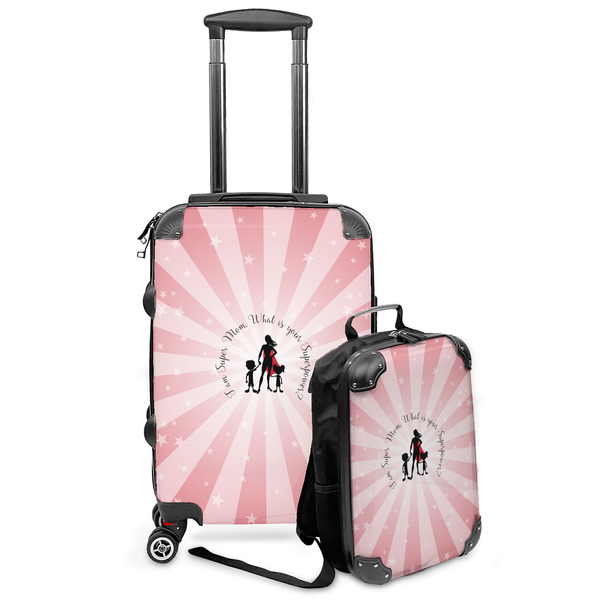 Custom Super Mom Kids 2-Piece Luggage Set - Suitcase & Backpack