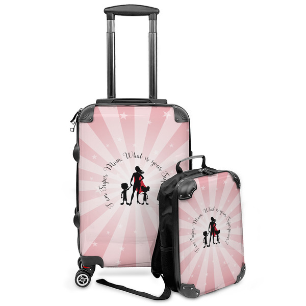 Custom Super Mom Kids 2-Piece Luggage Set - Suitcase & Backpack