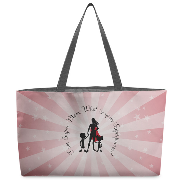 Custom Super Mom Beach Totes Bag - w/ Black Handles