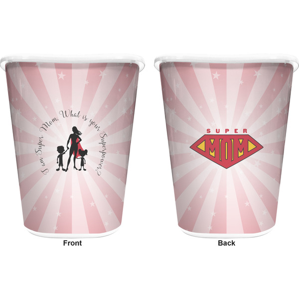 Super Mom Trash Can White - Front and Back - Apvl