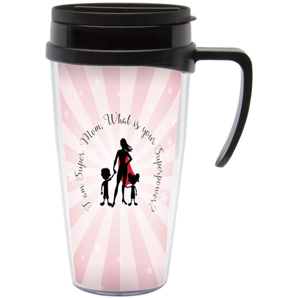 Custom Super Mom Acrylic Travel Mug with Handle