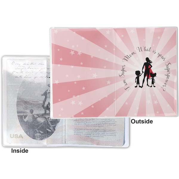 Super Mom Vinyl Passport Holder - Flat Front and Back