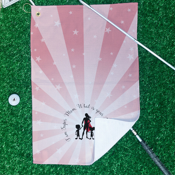 Super Mom Waffle Weave Golf Towel - In Context