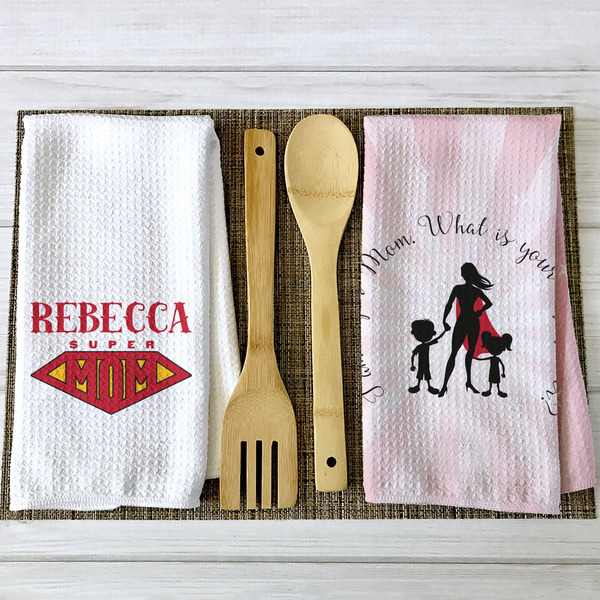 Super Mom Waffle Weave Towels - 2 Print Styles